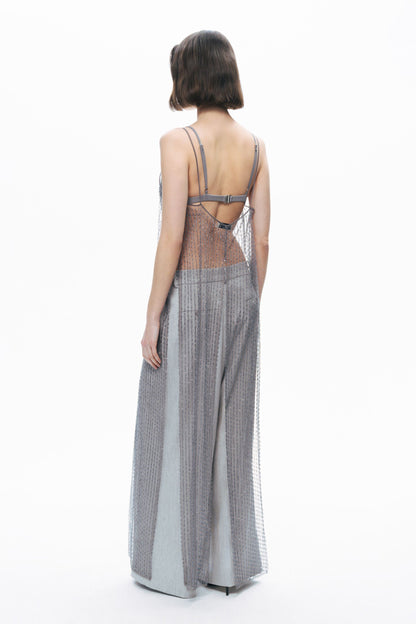 Grey Waist Detailed Low Waist Pants