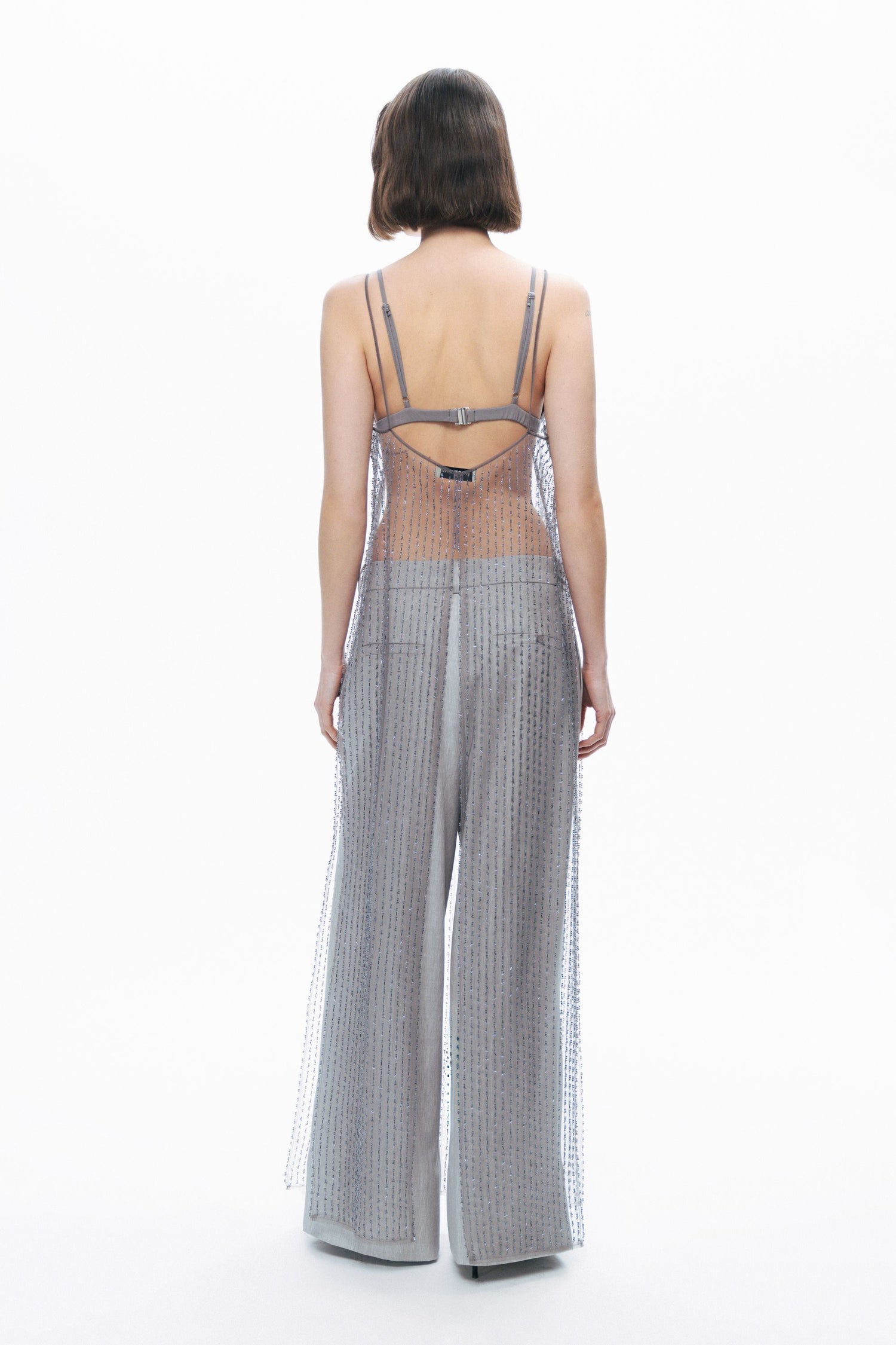 Grey Waist Detailed Low Waist Pants