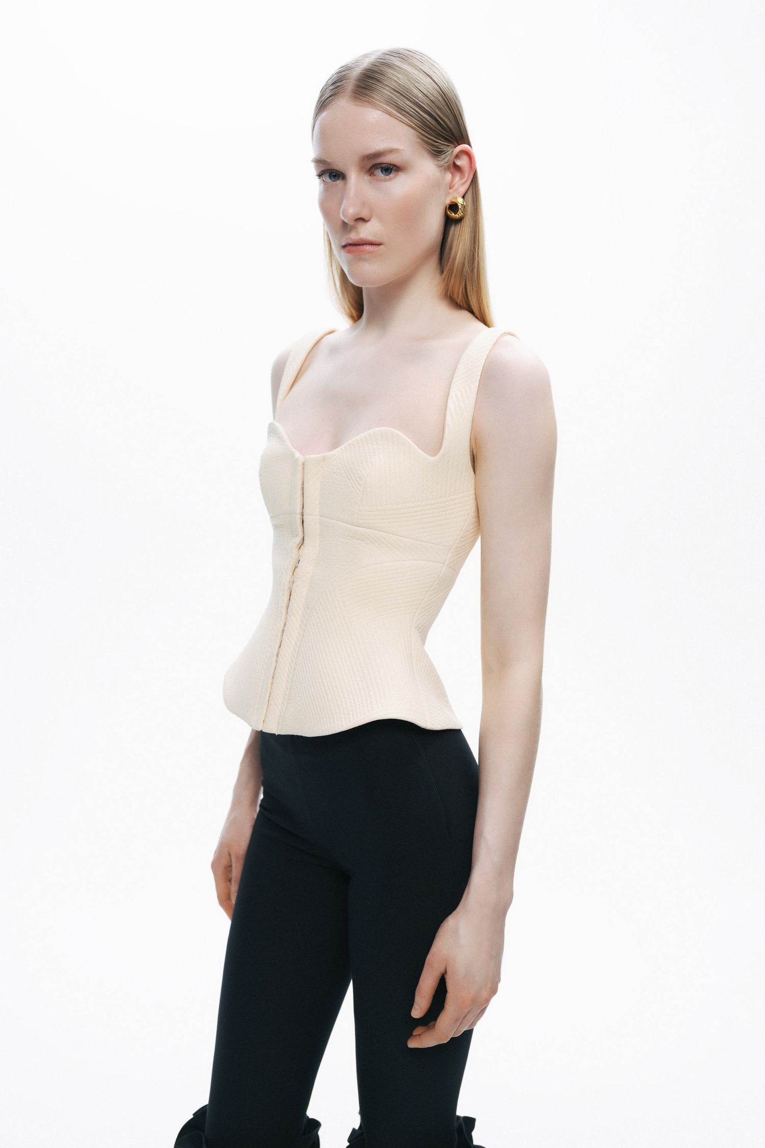 Ecru Corset-Inspired Blouse