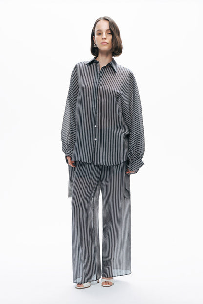 Oversize Shirt with Tie Sleeve Detail