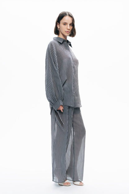 Oversize Shirt with Tie Sleeve Detail