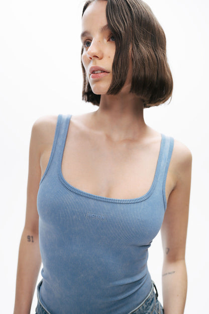 Indigo Printed Detail Crop Top