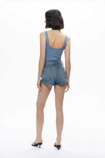 Indigo Printed Detail Crop Top