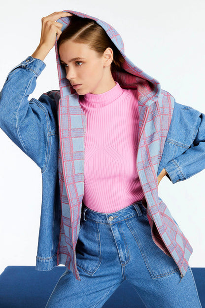 Hooded Plaid and Jean Jacket (Final Sale)