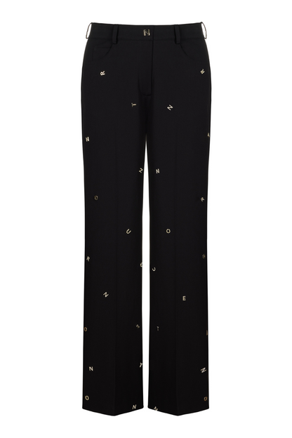 Metallic Letter Detailed Pants (Final Sale)