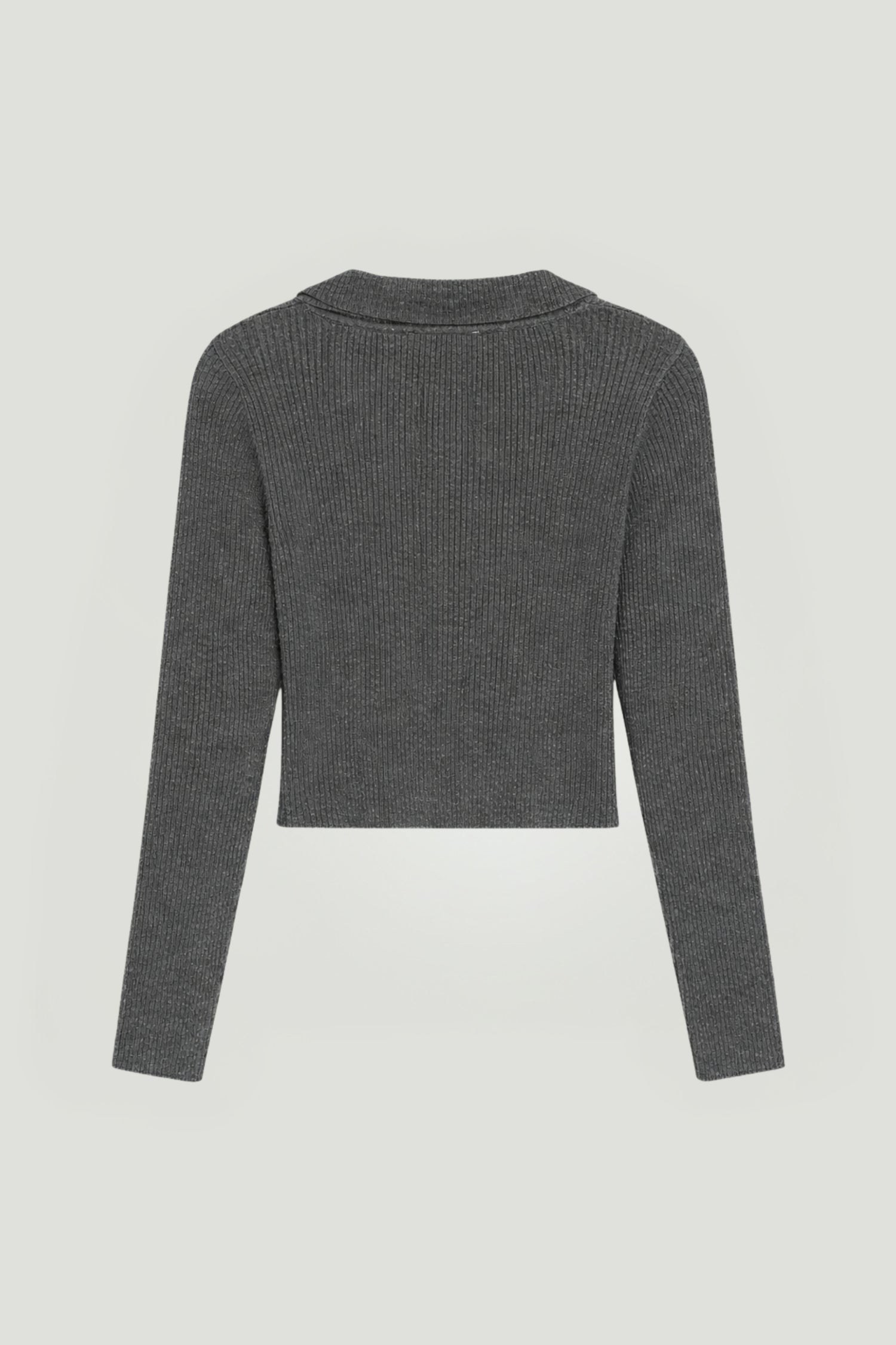 Zip-Front Ribbed Knit Top