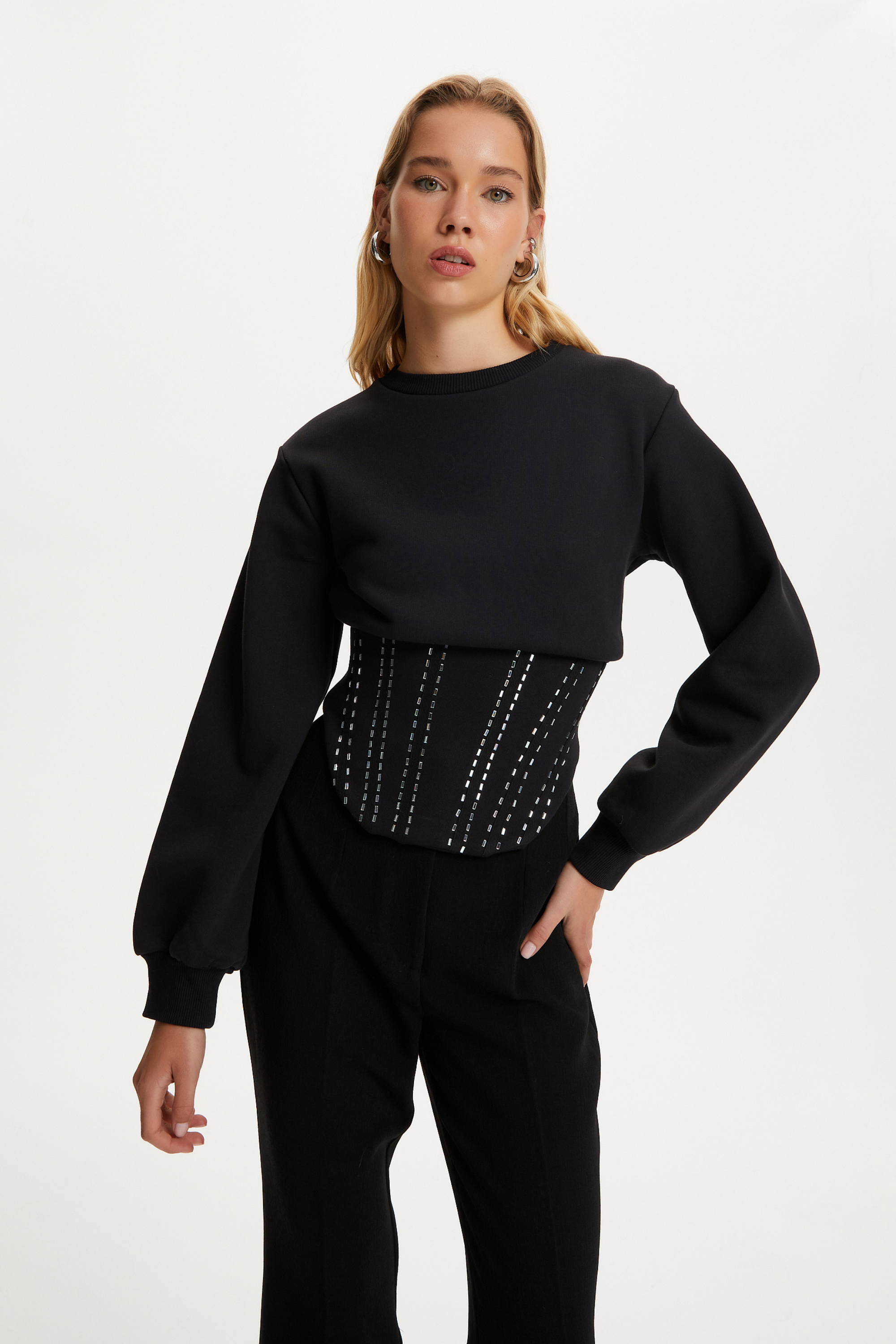 Beaded Corset Sweatshirt (Final Sale)