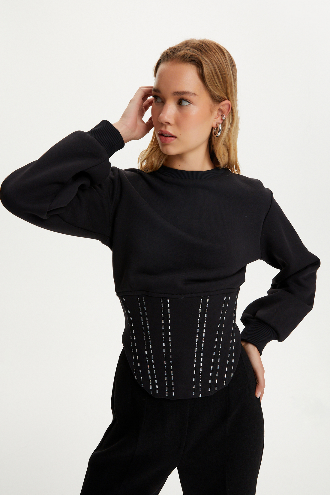 Beaded Corset Sweatshirt (Final Sale)