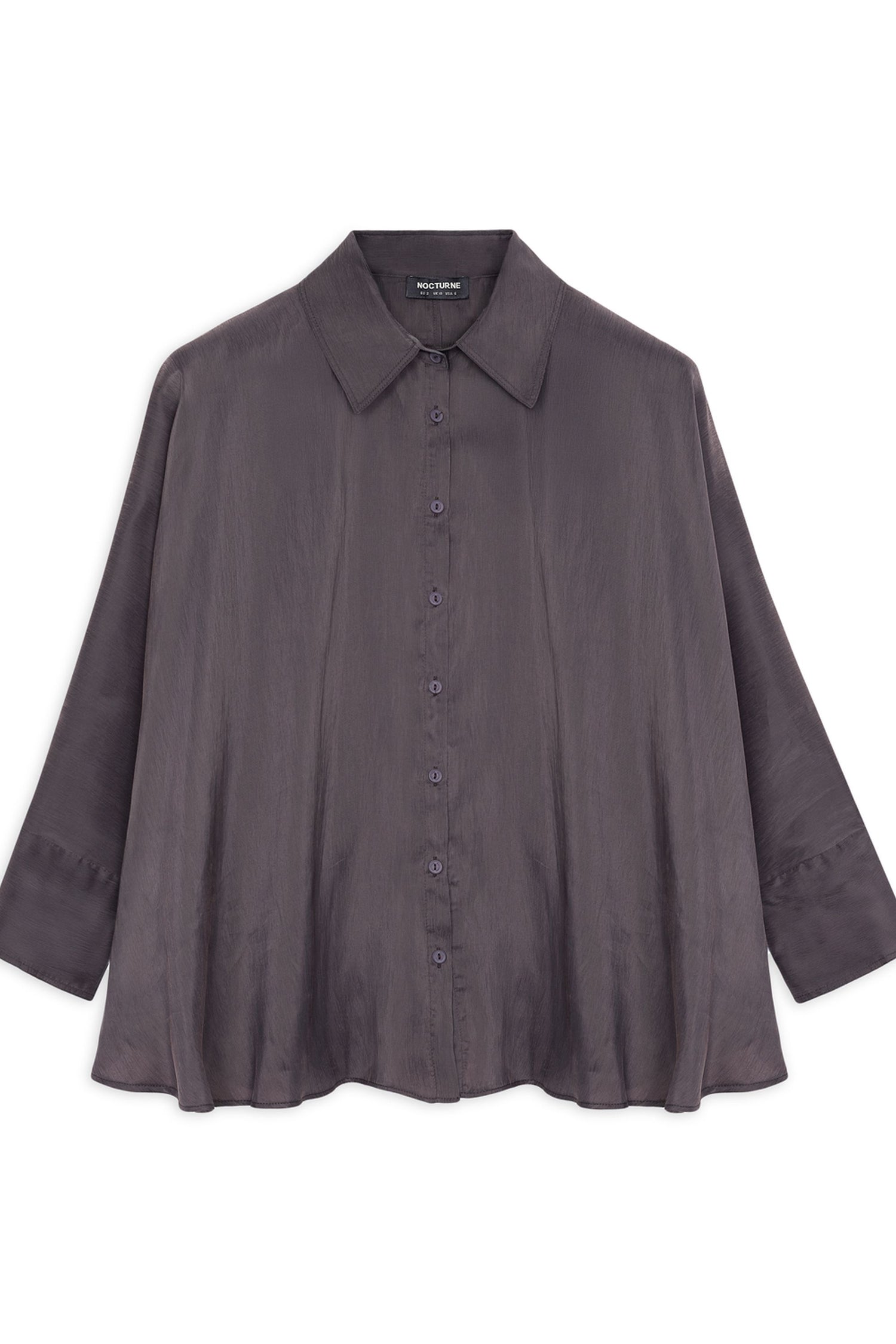 Anthracite Embroidered Flowy Shirt
