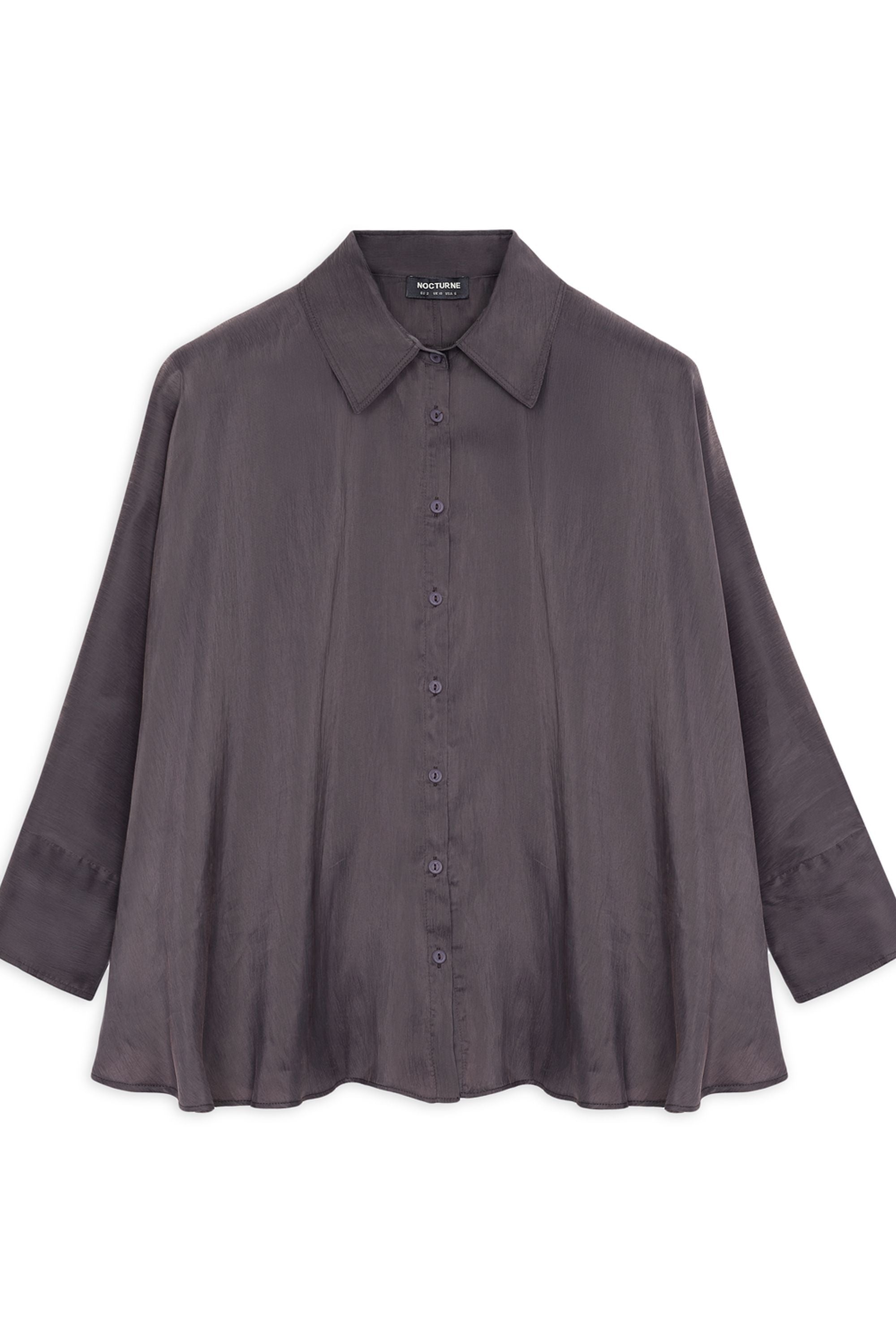 Anthracite Embroidered Flowy Shirt