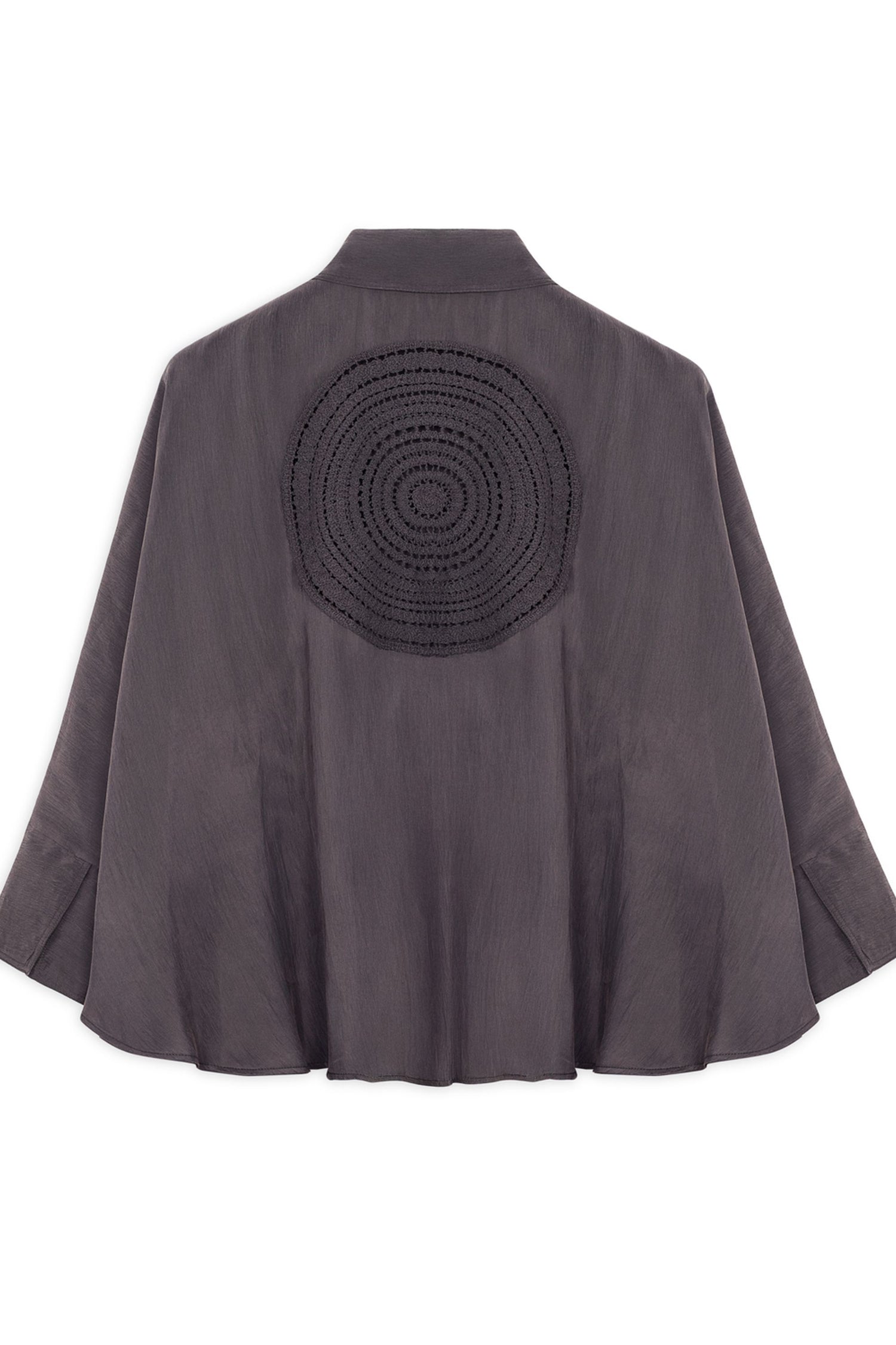 Anthracite Embroidered Flowy Shirt