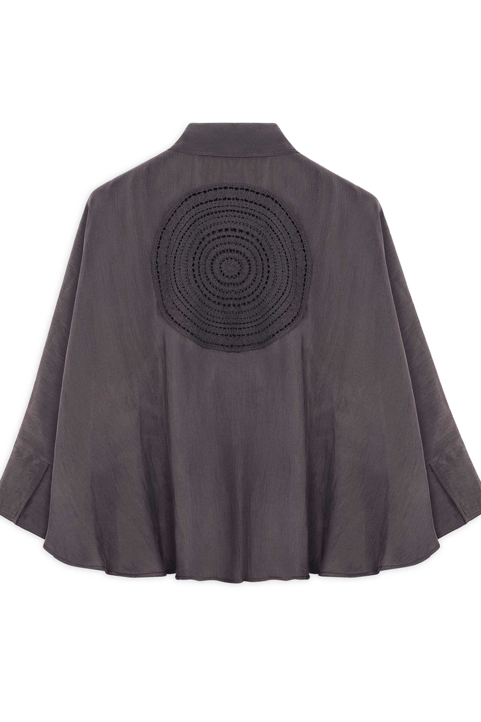 Anthracite Embroidered Flowy Shirt