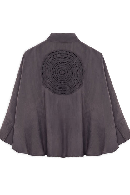 Anthracite Embroidered Flowy Shirt