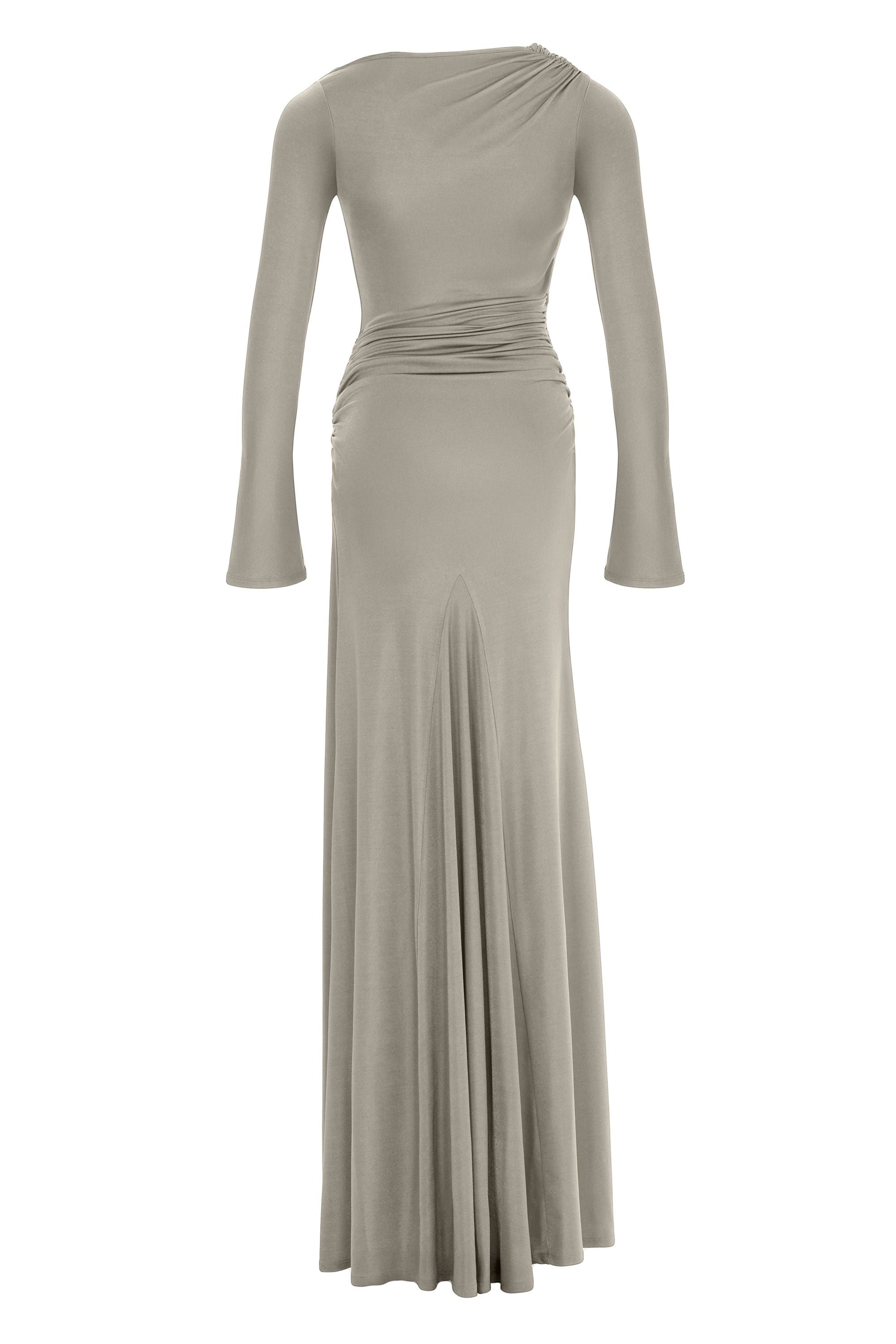 Mink Knot Detail Slit Maxi Dress