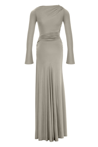 Mink Knot Detail Slit Maxi Dress
