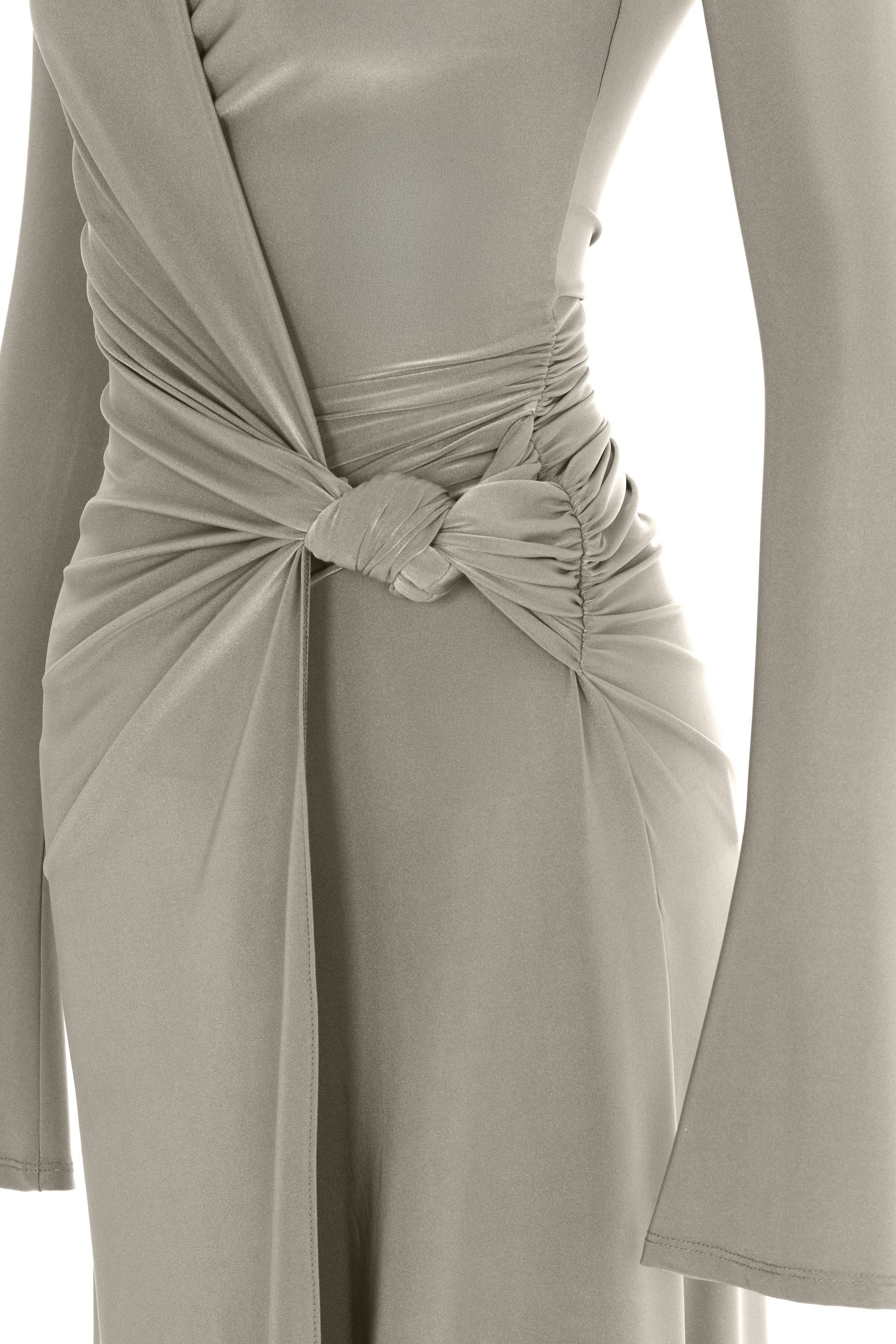 Mink Knot Detail Slit Maxi Dress