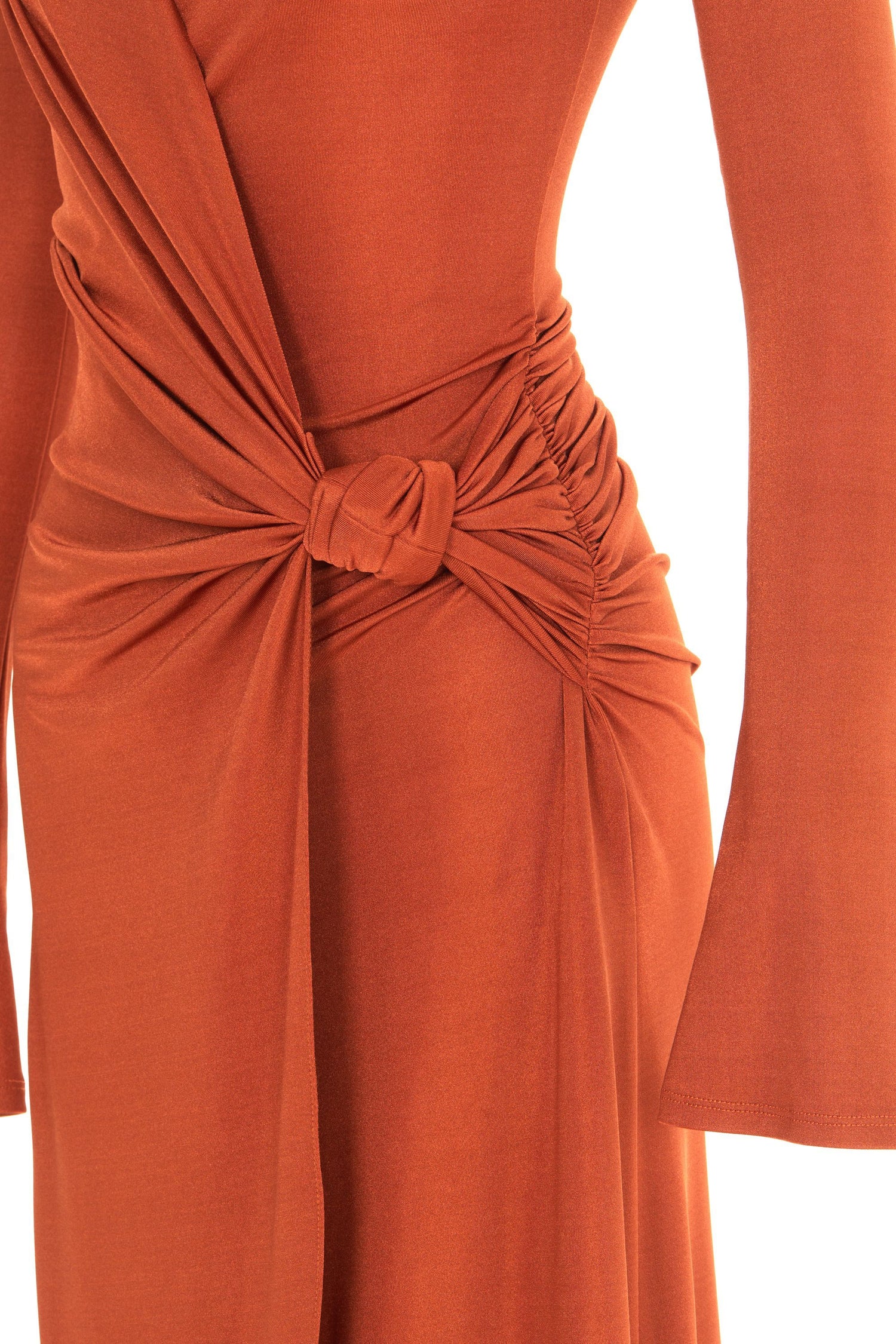 Cinnamon Knot Detail Slit Maxi Dress