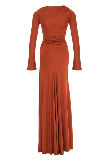 Cinnamon Knot Detail Slit Maxi Dress