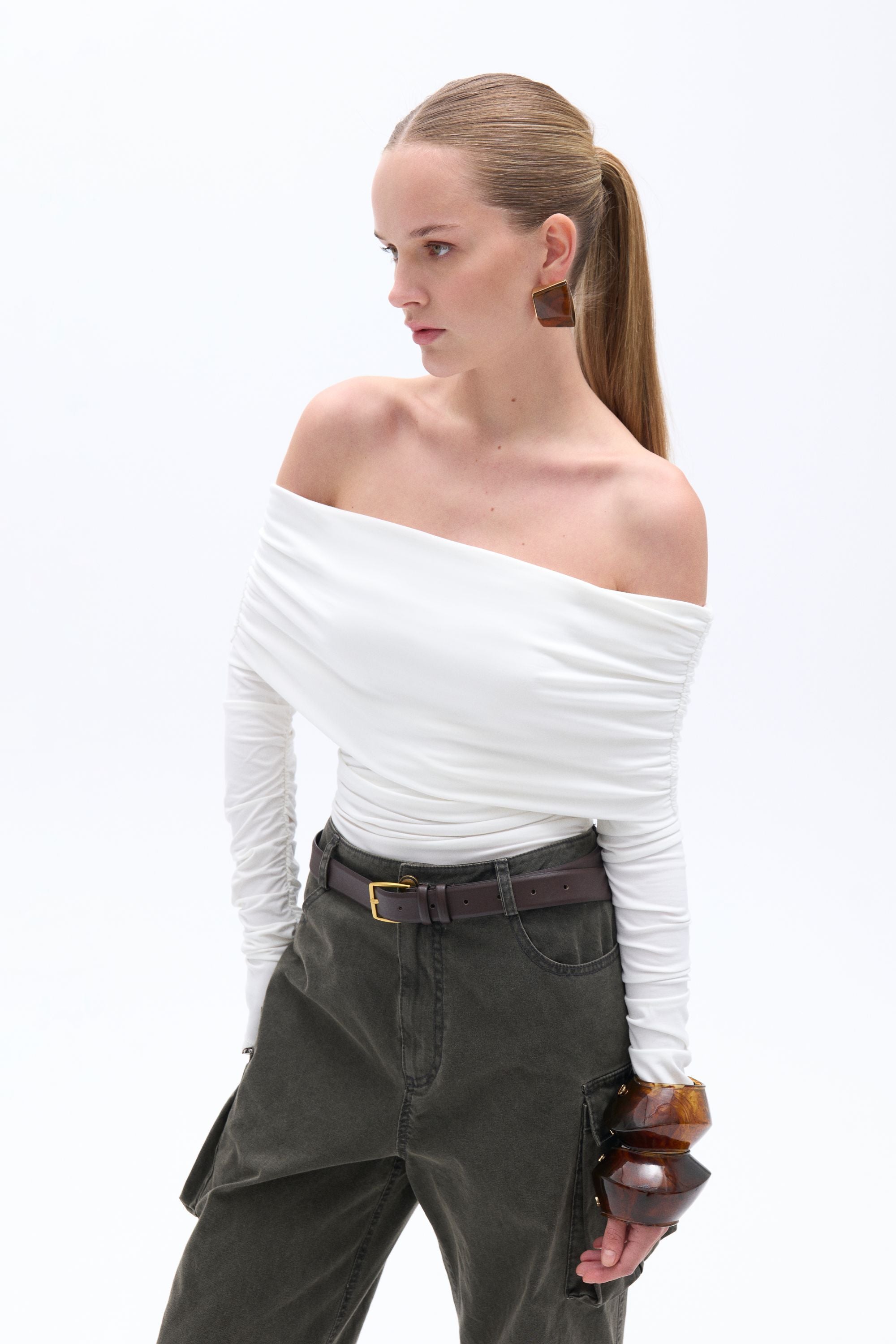 Off Shoulder Blouse with Ruffle Detail