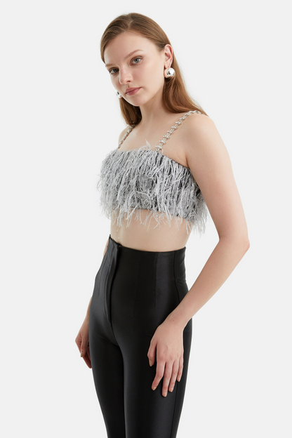 Beaded Strap Crop Top (Final Sale)