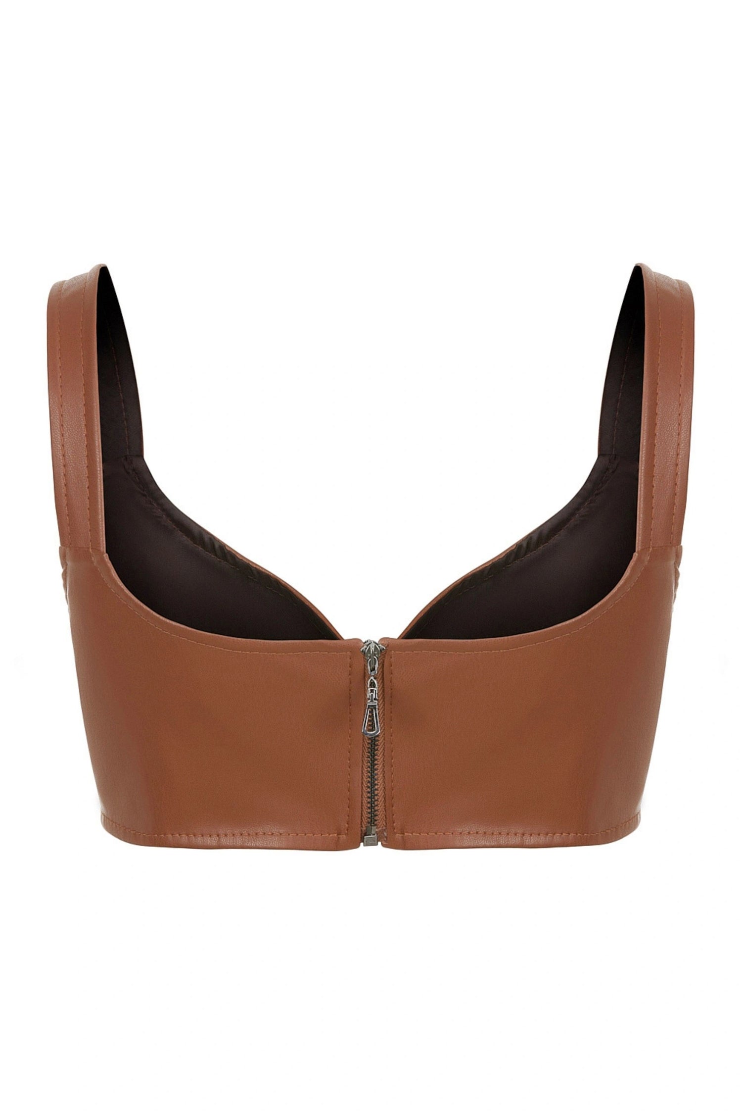 Sweetheart Neckline Pleather Crop Top (Final Sale)