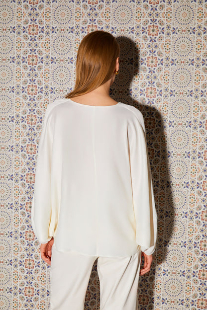 Batwing Sleeve V-Neck Top (Final Sale)