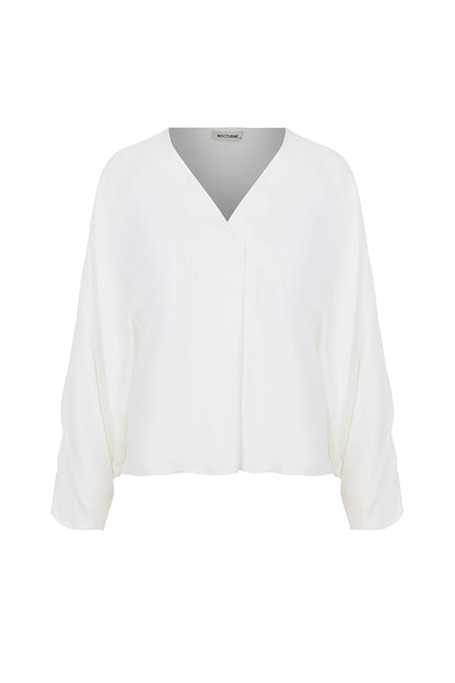 Batwing Sleeve V-Neck Top (Final Sale)