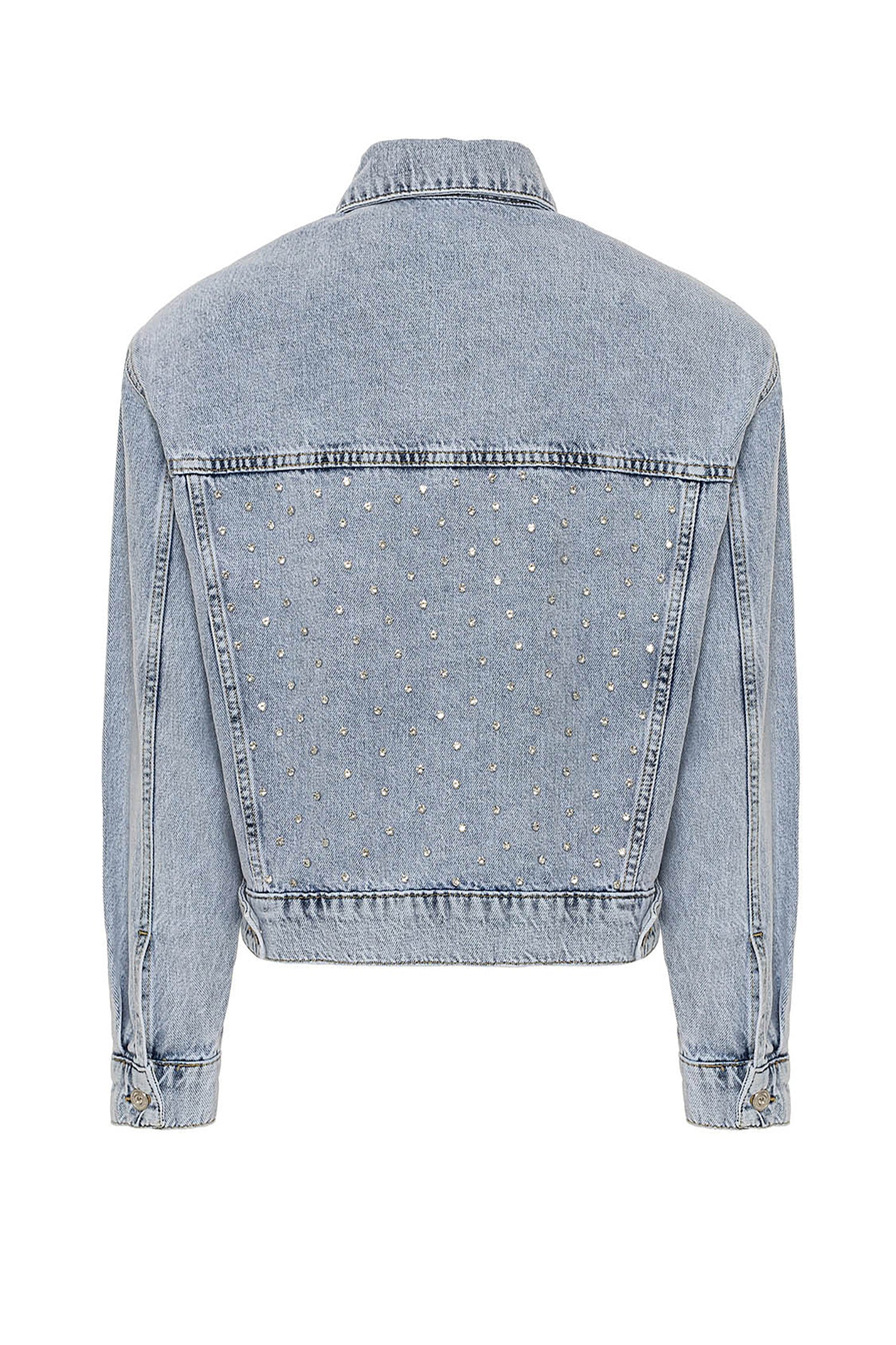 Cropped Denim Jacket with Shoulder Pads