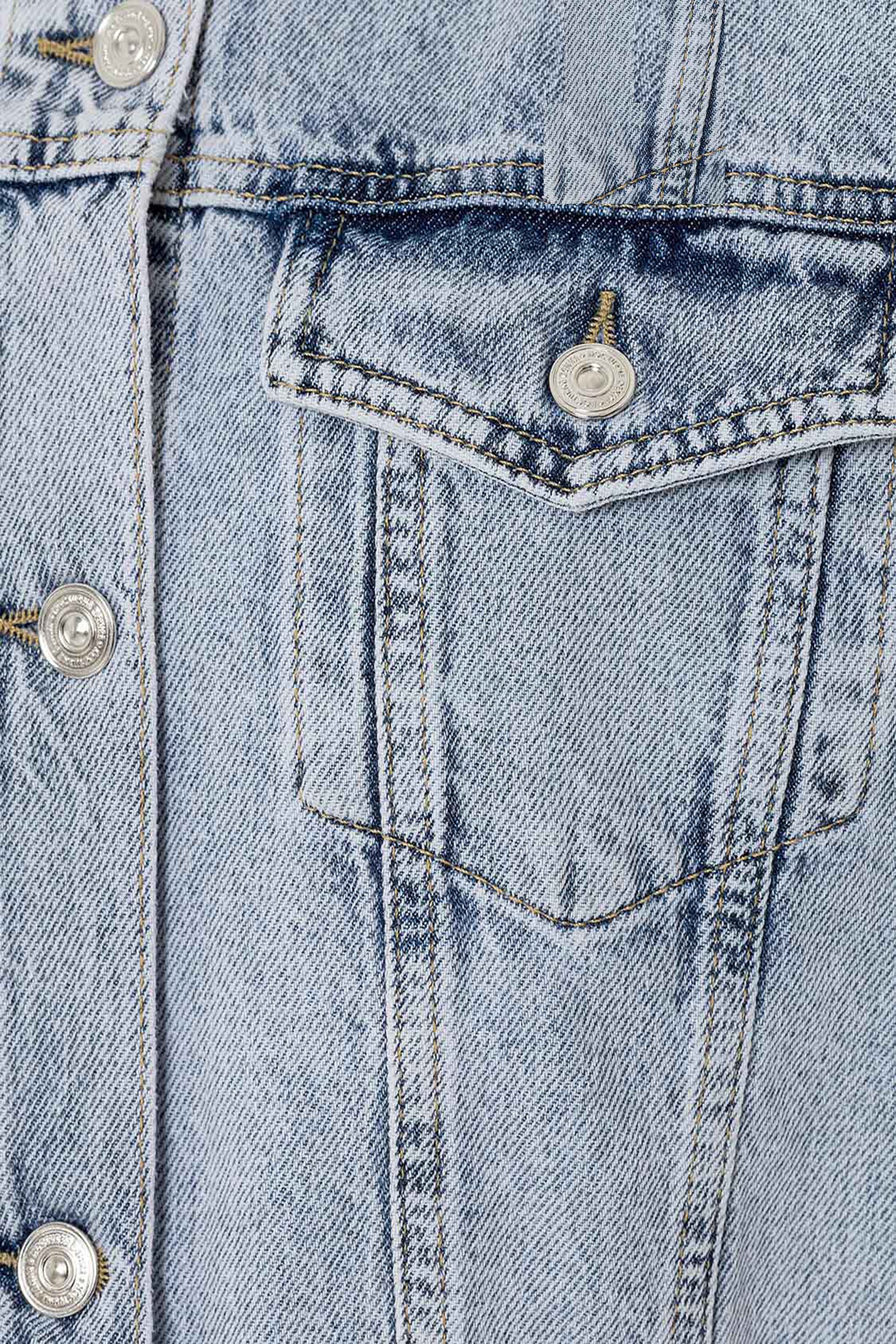 Cropped Denim Jacket with Shoulder Pads