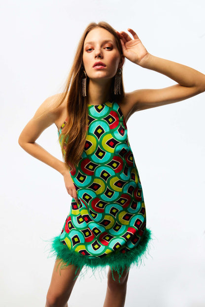 Feather Boa Mini Dress