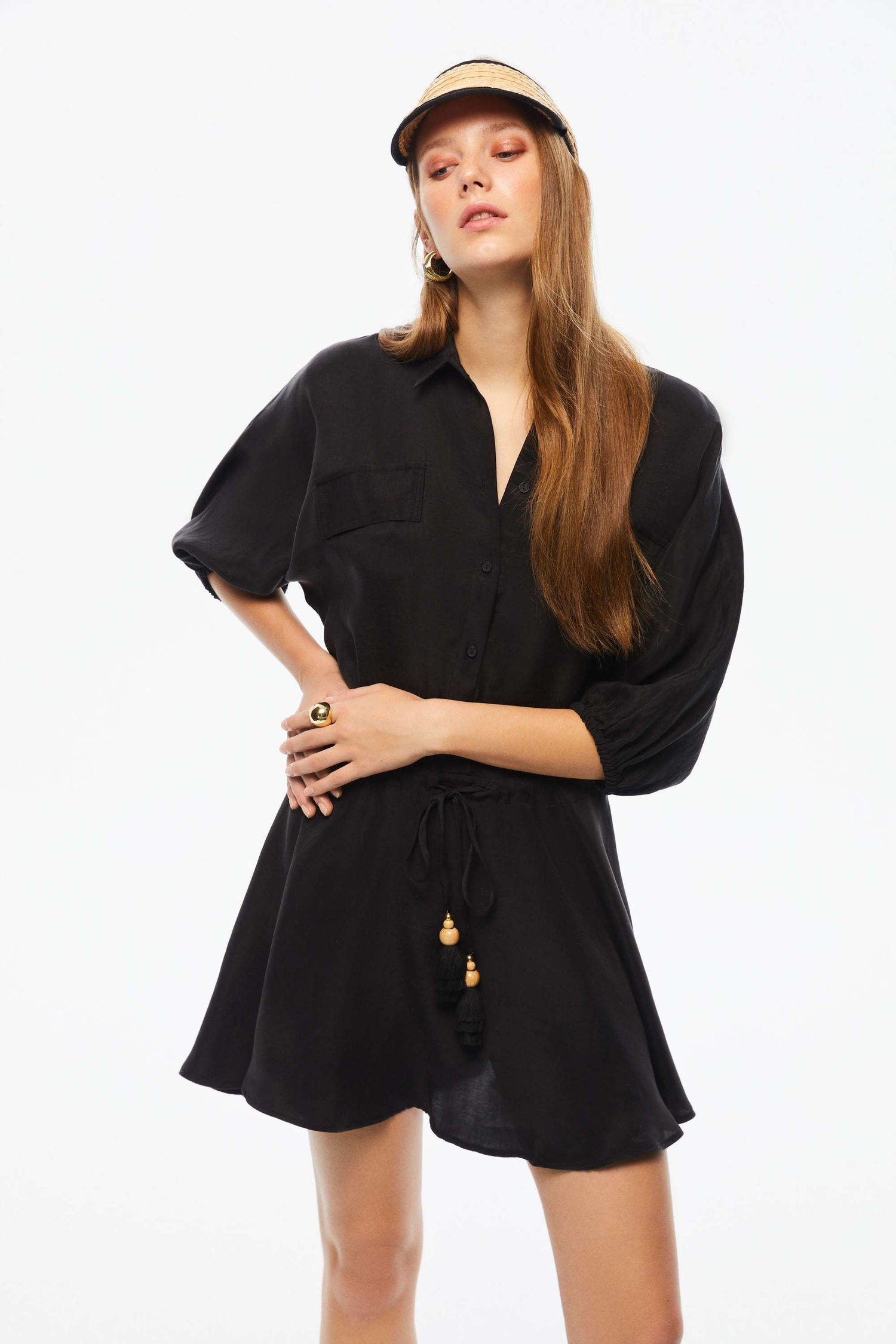 Tasseled Shirt Dress