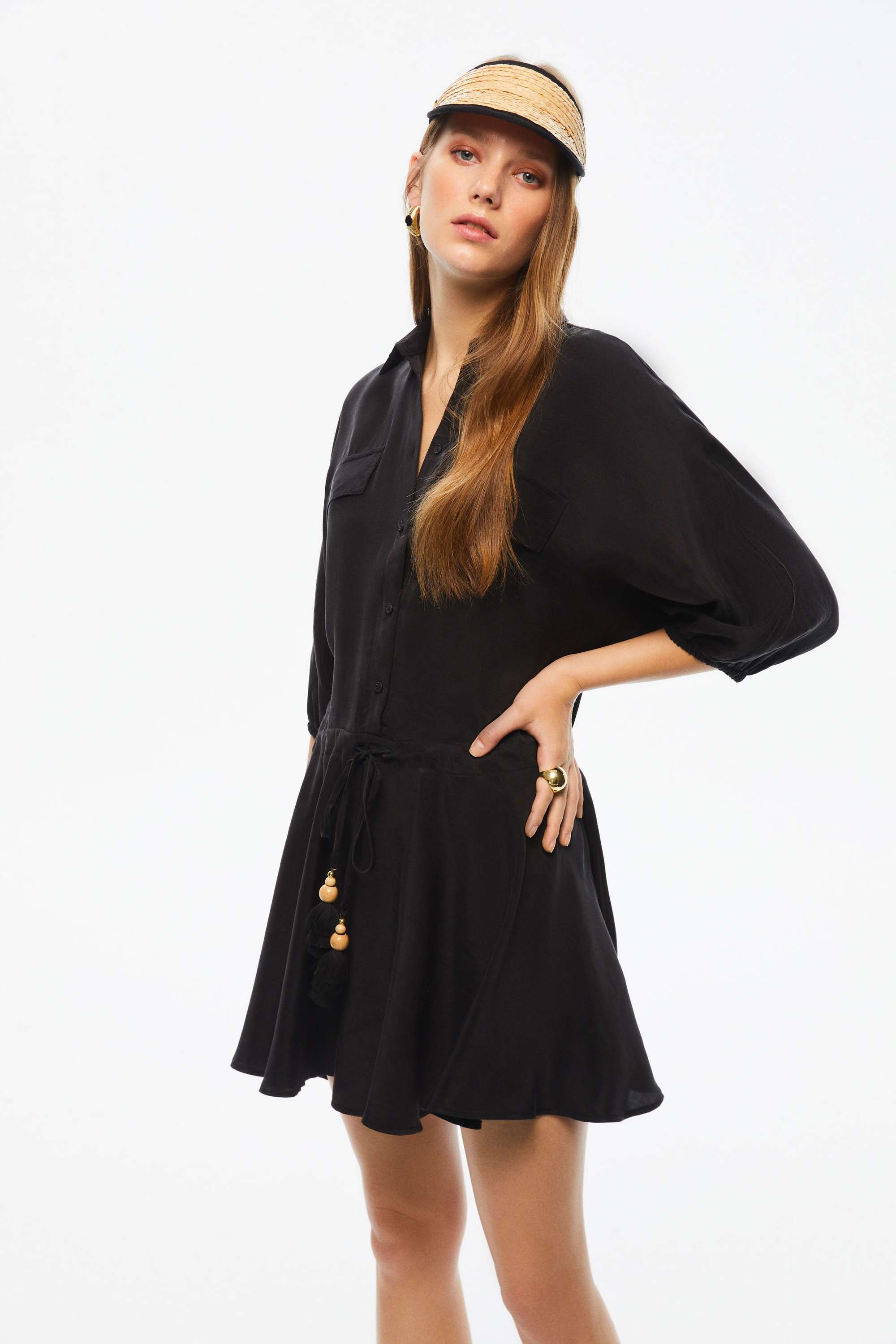 Tasseled Shirt Dress