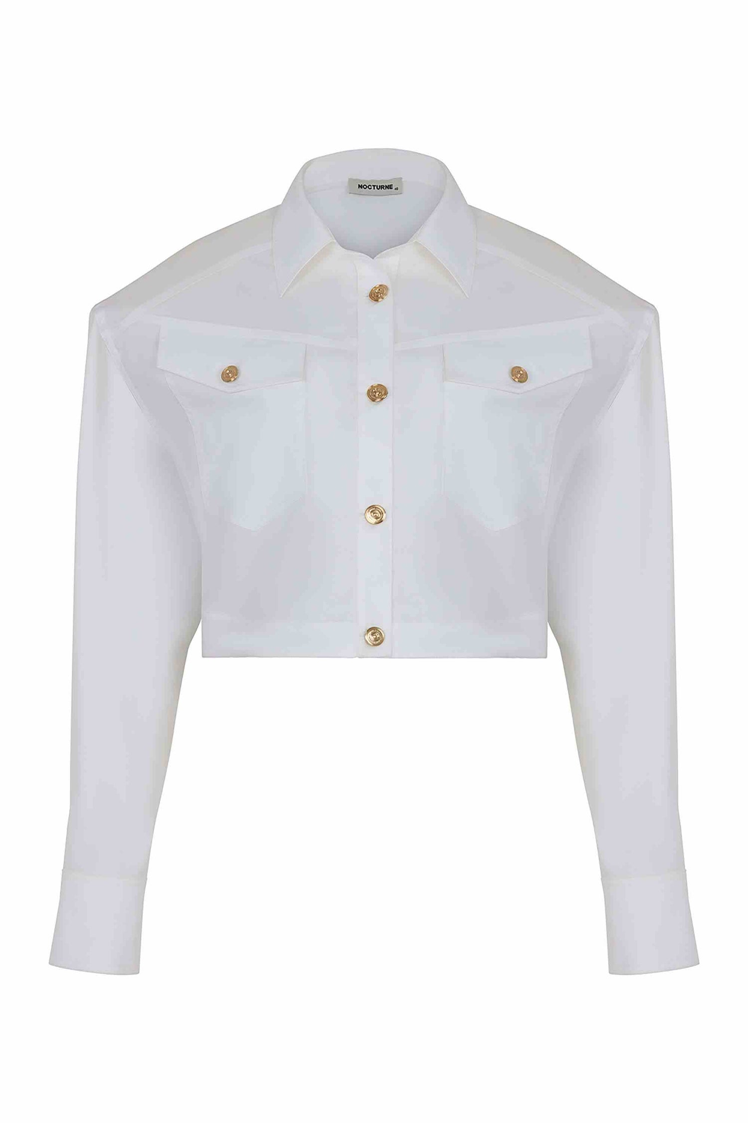 Cropped Shirt With Shoulder Pads