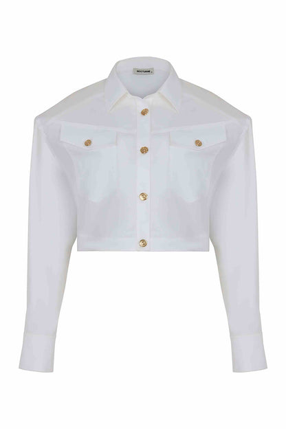 Cropped Shirt With Shoulder Pads