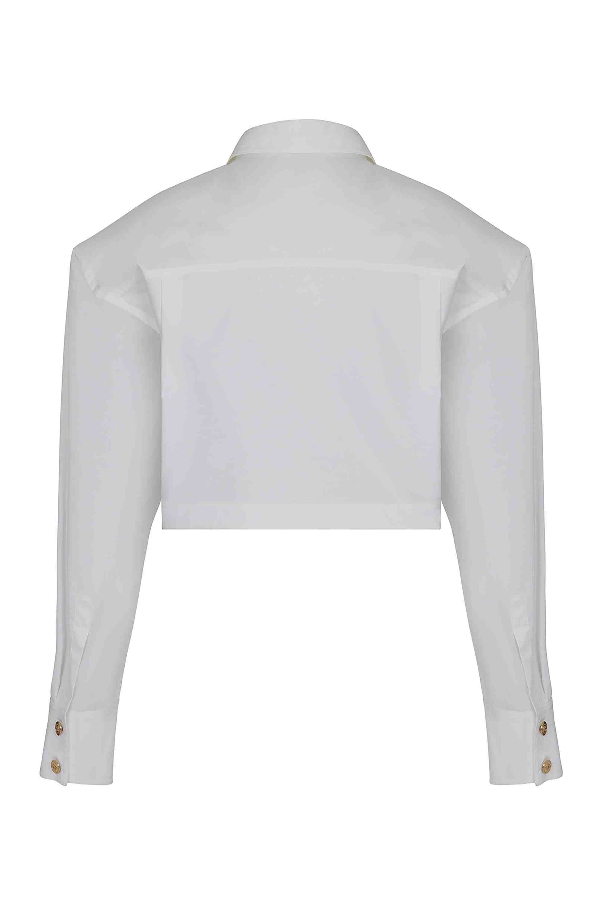 Cropped Shirt With Shoulder Pads