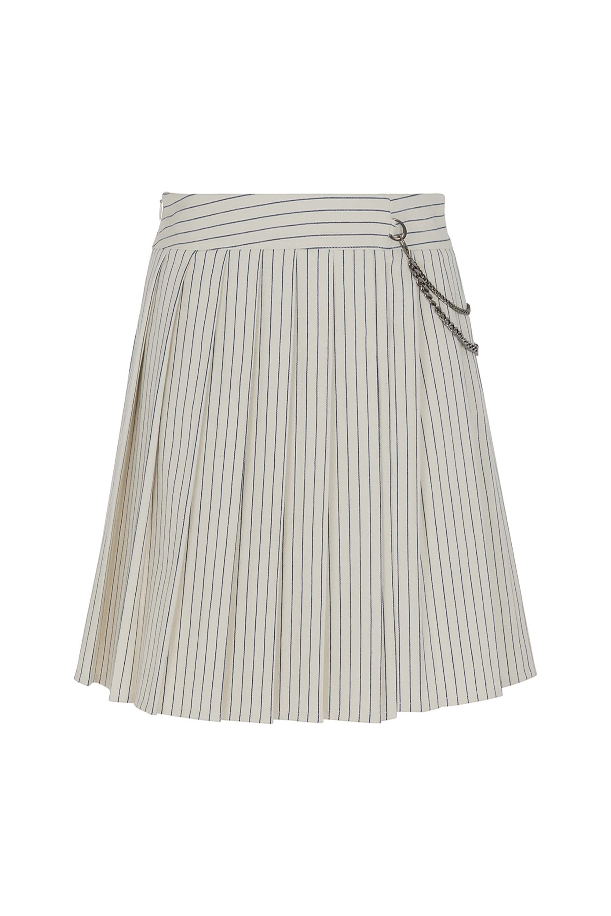 Striped Pleated Mini Skirt