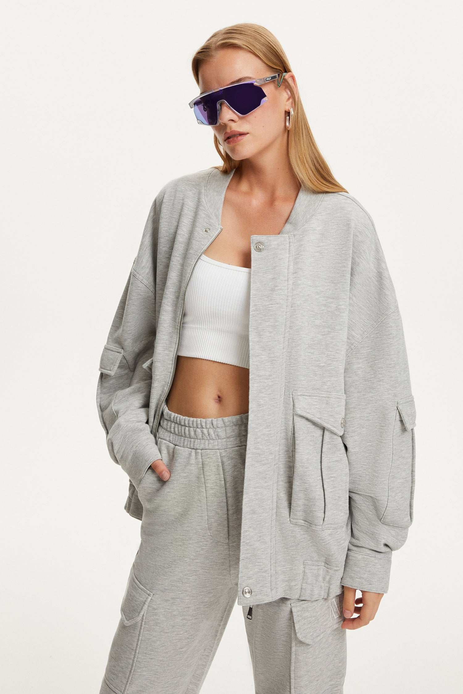 Loose-Fit Bomber Jacket with Pockets (Final Sale)