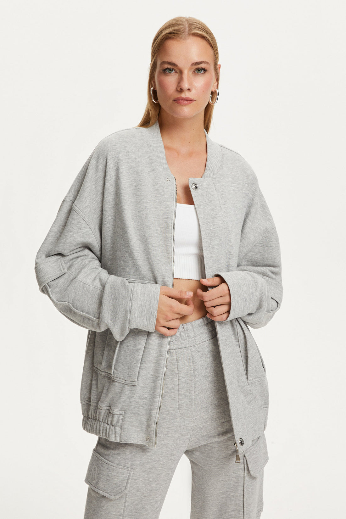 Loose-Fit Bomber Jacket with Pockets (Final Sale)