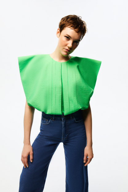 Pleated Green Top (Final Sale)