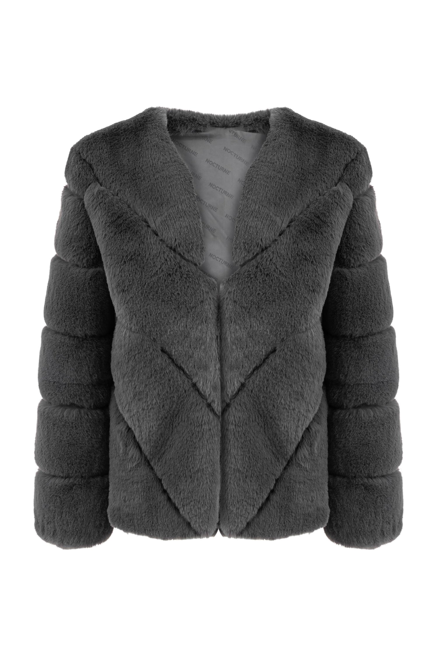 Collarless Faux Fur Coat (Final Sale)