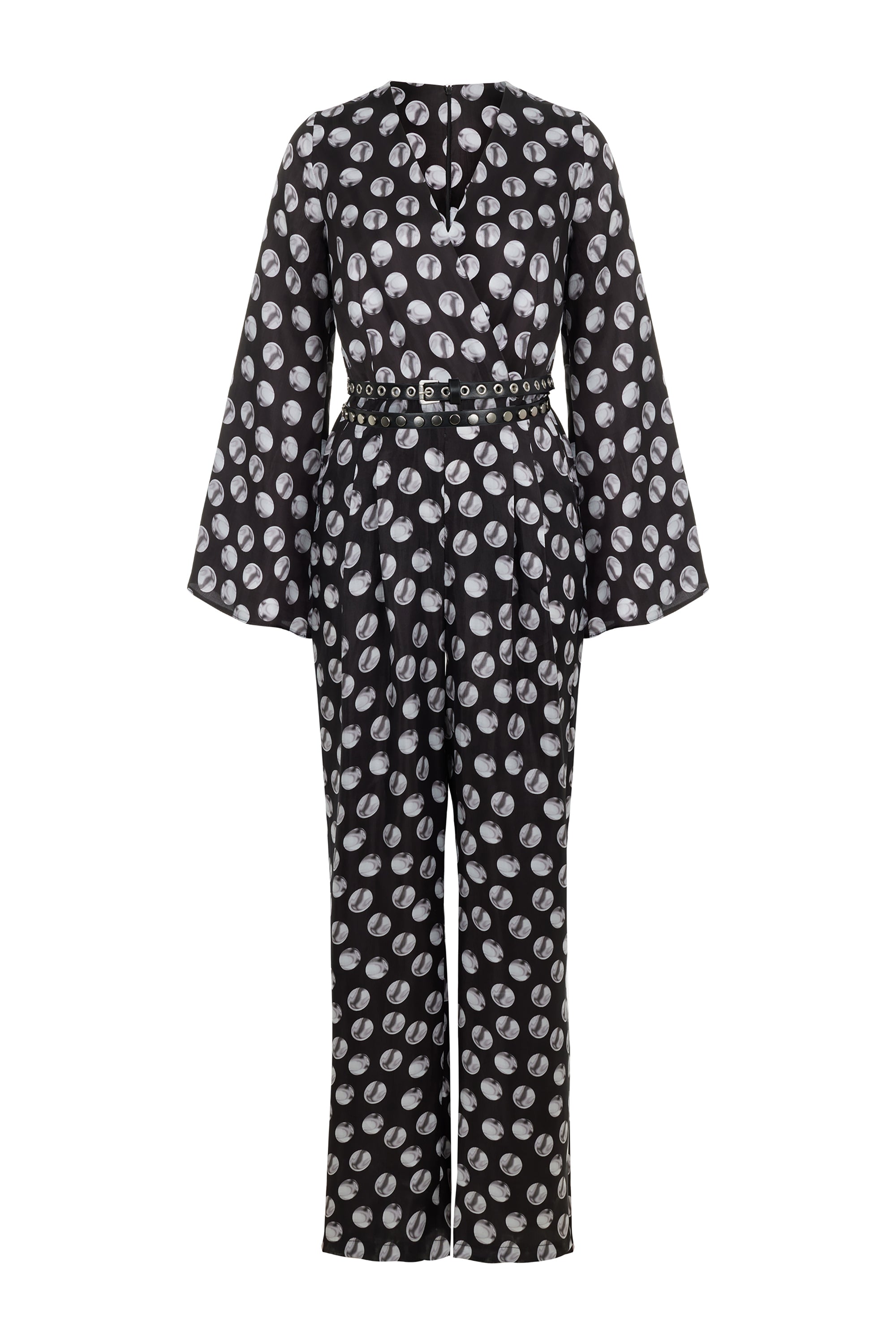 Printed V-Neck Belted Jumpsuit (Final Sale)