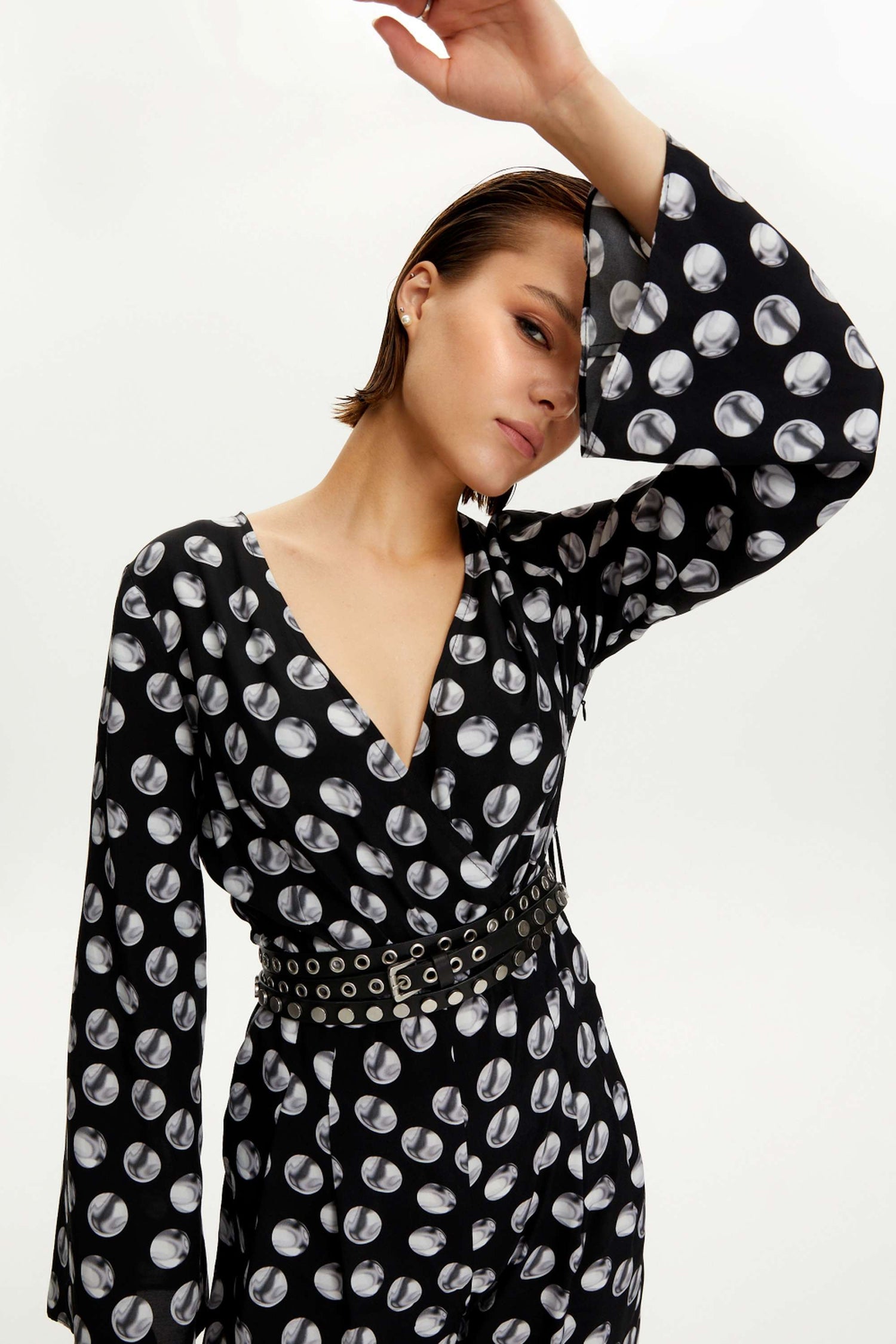 Printed V-Neck Belted Jumpsuit (Final Sale)