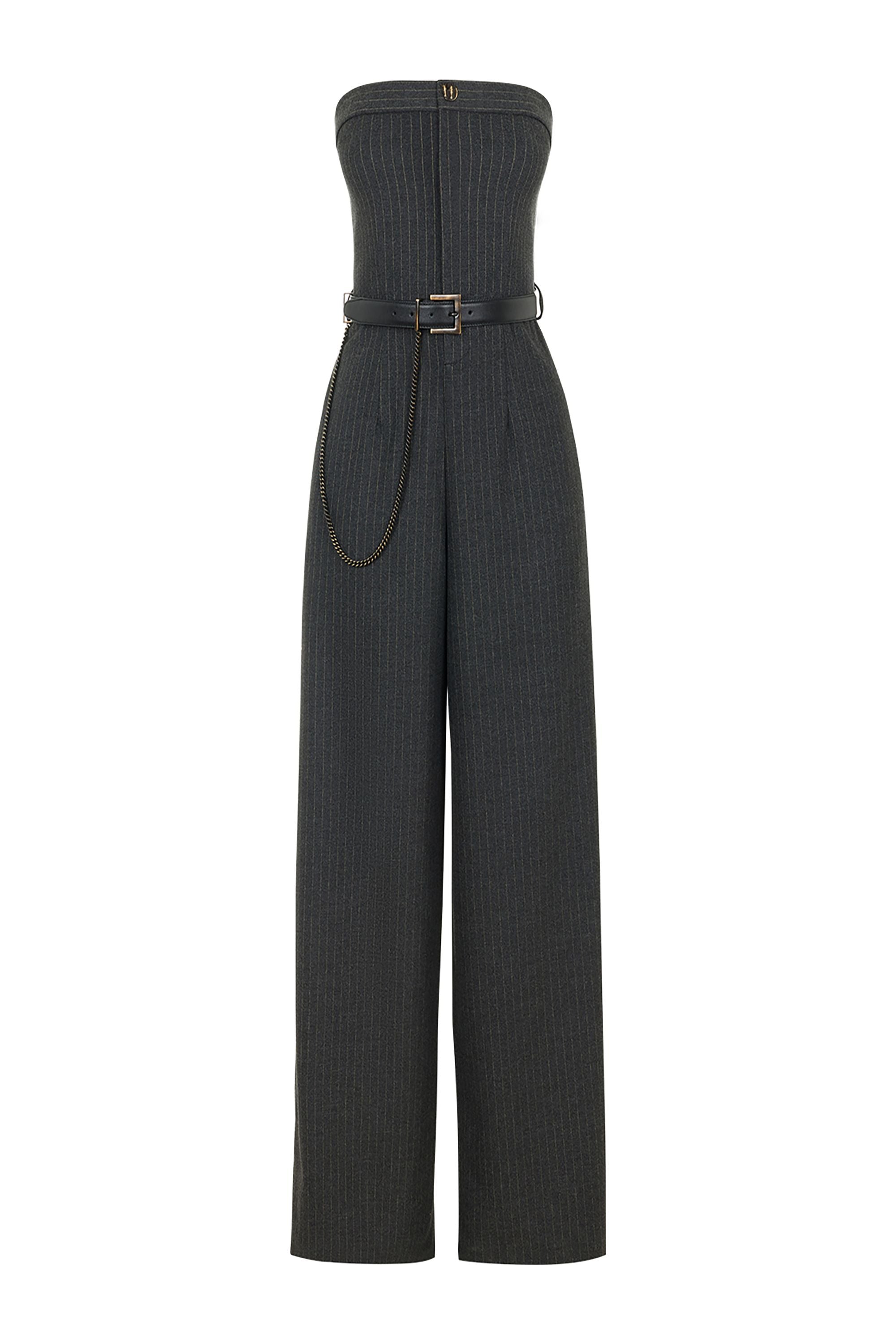 Belted Striped Jumpsuit