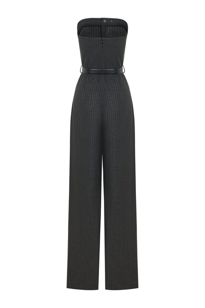 Belted Striped Jumpsuit