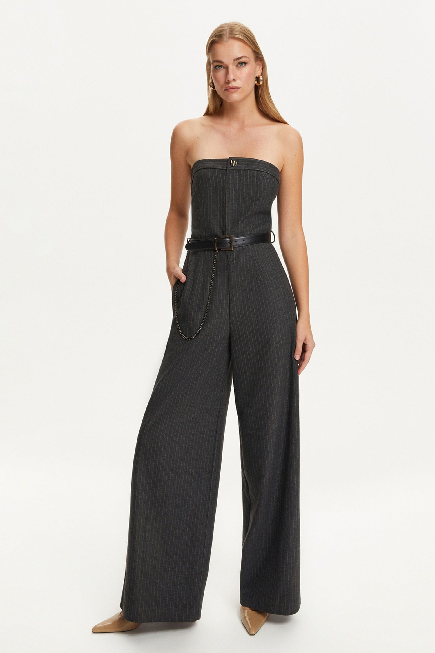 Belted Striped Jumpsuit