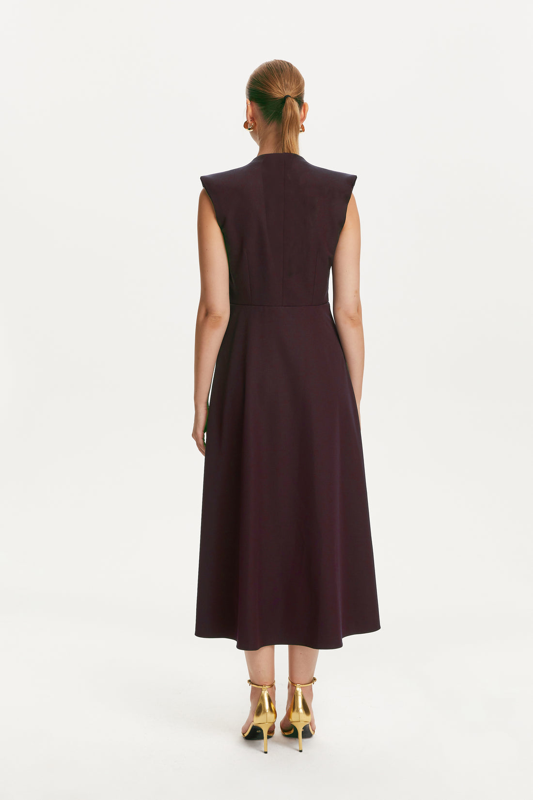 Double-Breasted Shoulder Pad Midi Dress (Final Sale)