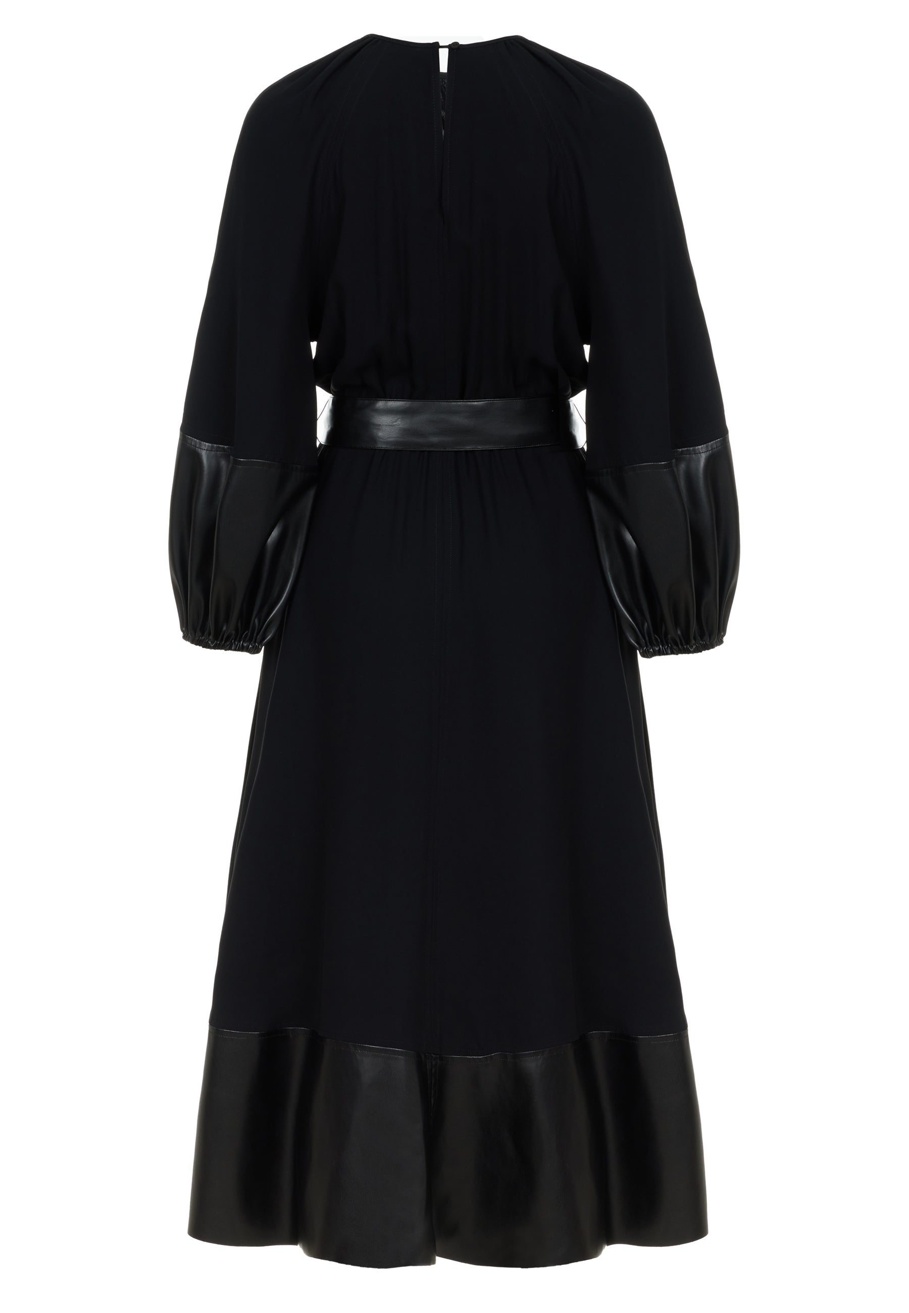 Leather Trim Midi Dress (Final Sale)