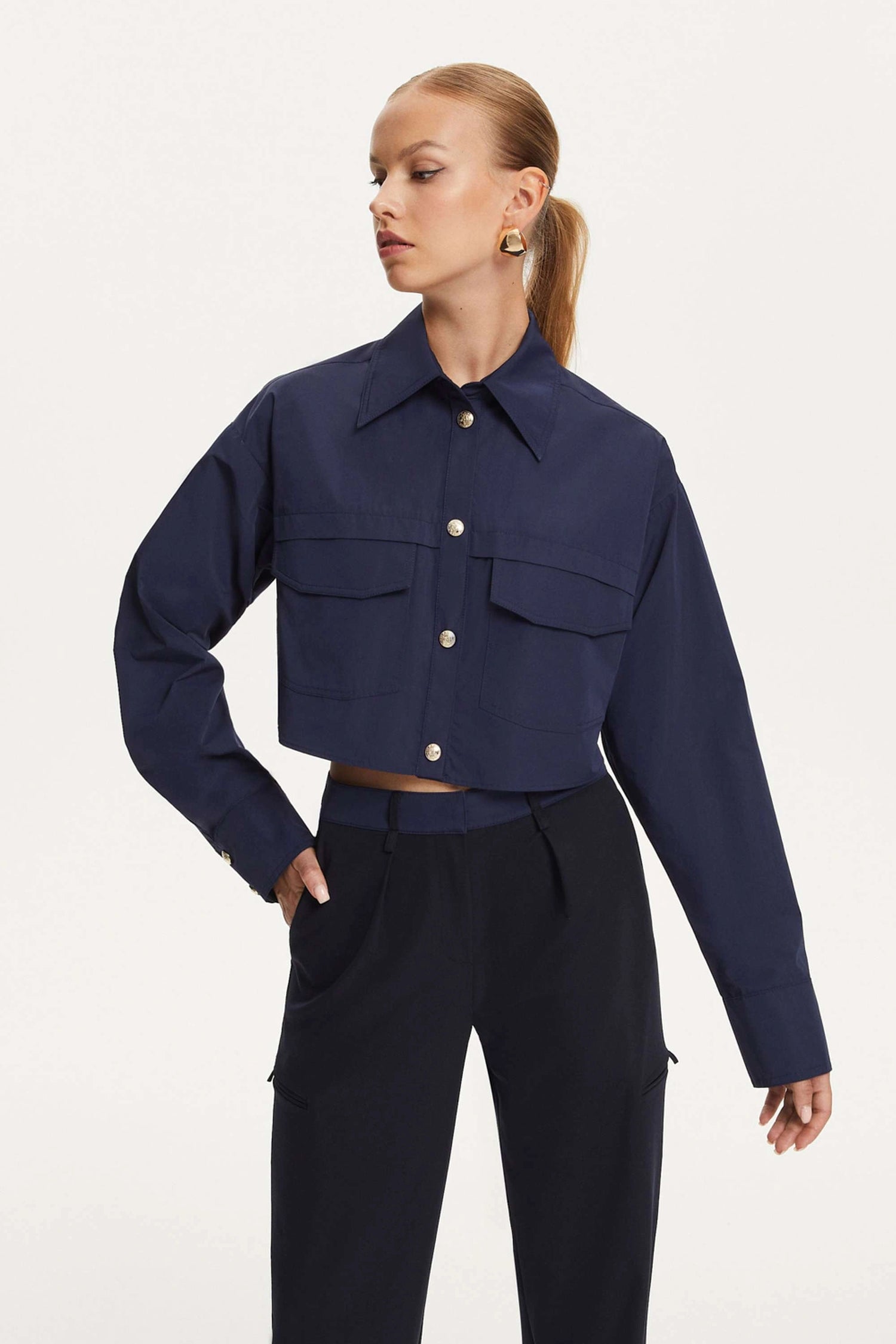 Multi-Pocket Cropped Shirt (Final Sale)