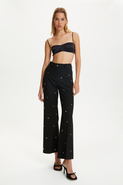 Metallic Letter Detailed Pants (Final Sale)