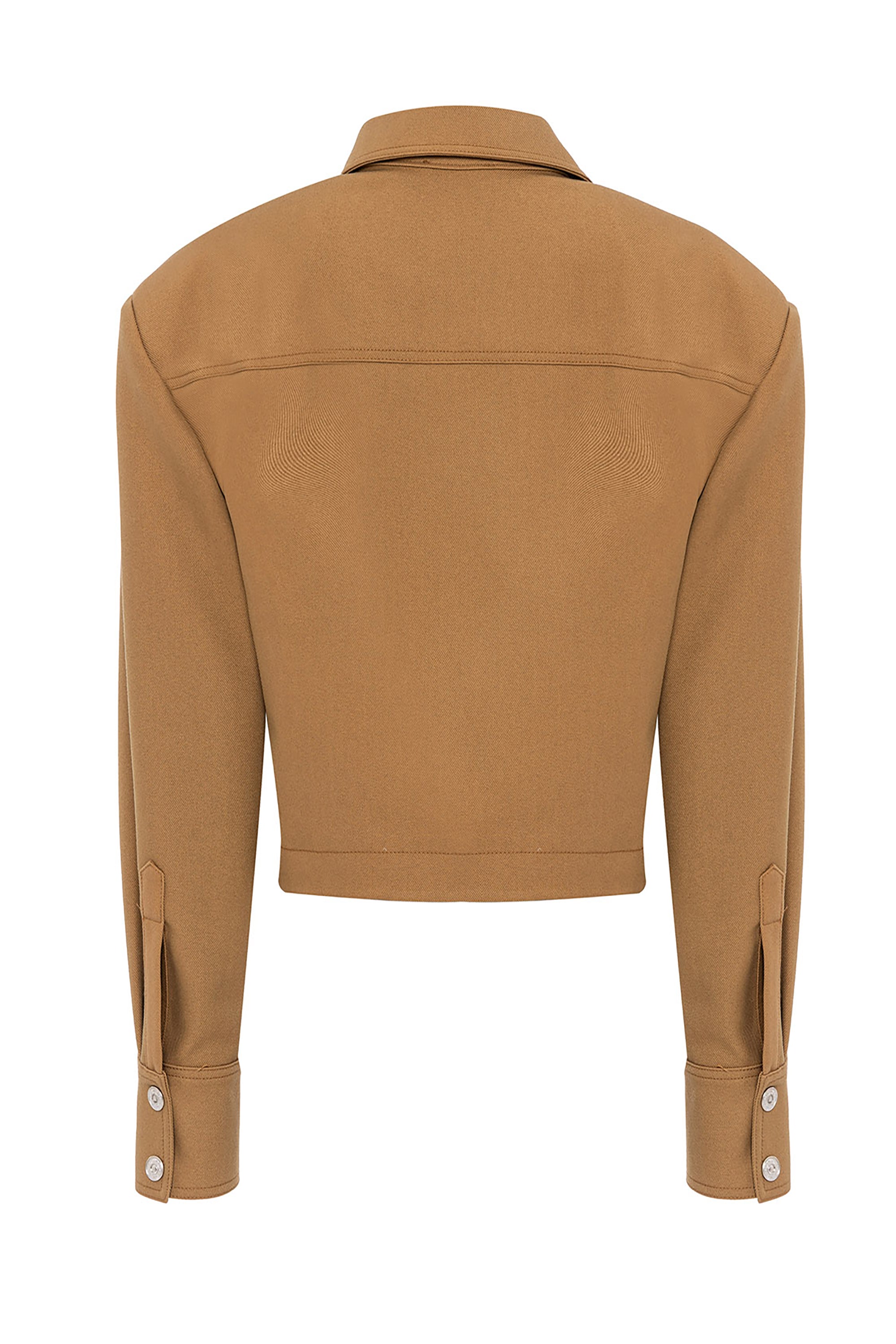 Shoulder Pad Gabardine Crop Jacket (Final Sale)